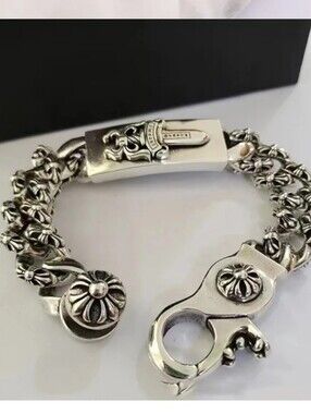 Fashion Jewelry Silver Floral Link Men's Bracelet ** Grret Man Bracelet.